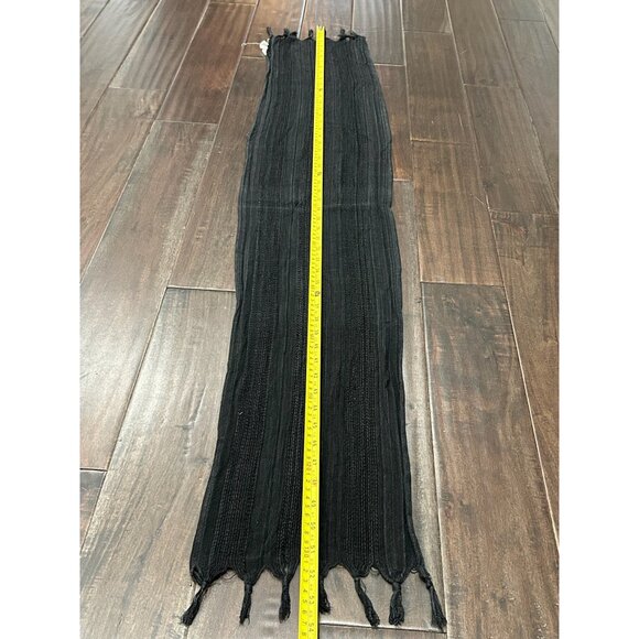 Echo Black Knit Scarf With Fringe - Picture 6 of 8